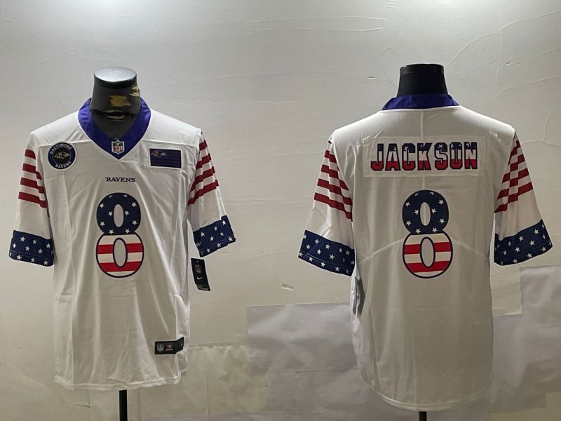 Men Baltimore Ravens #8 Jackson White National Flag 2024 Nike Limited NFL Jersey style 2->philadelphia eagles->NFL Jersey